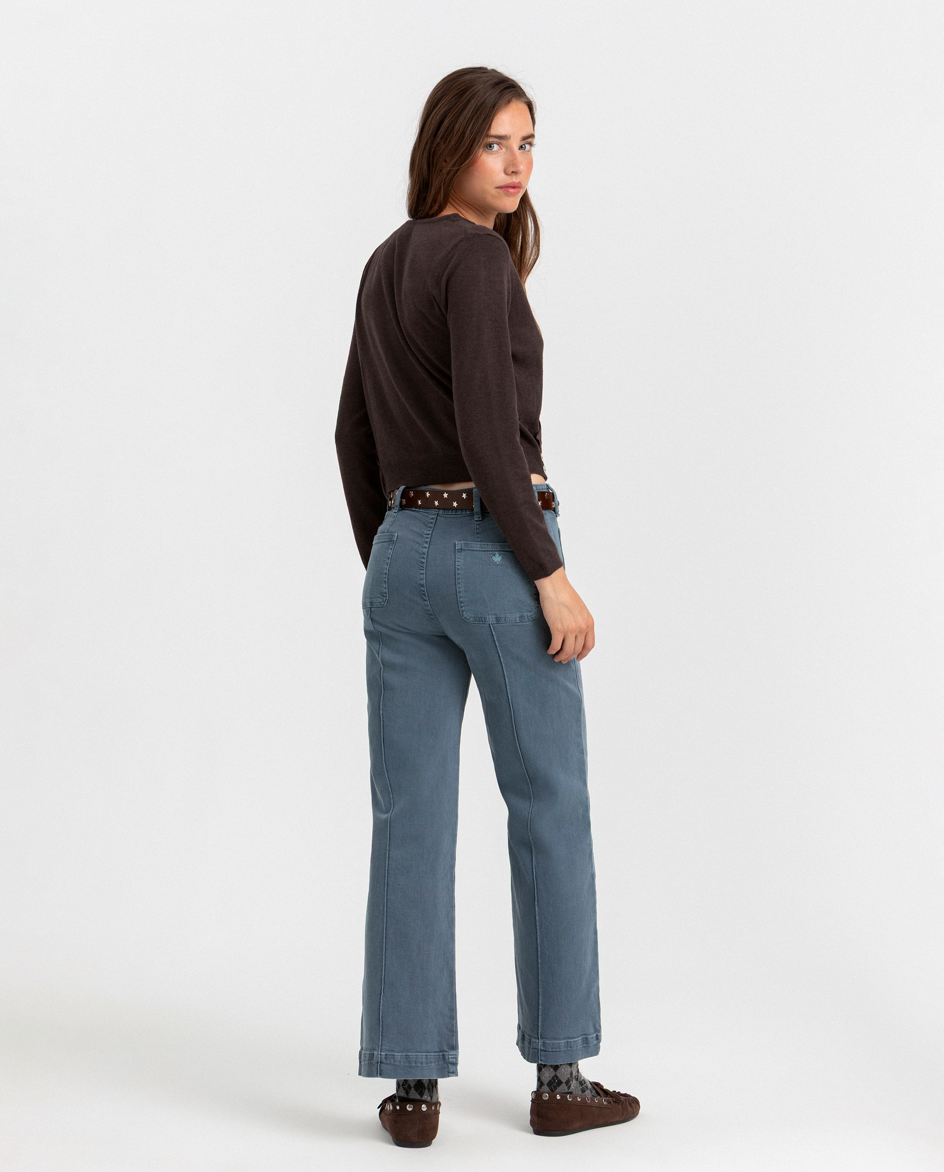 Vaquero culotte de mujer de talle alto - Noon - Azul Azul-2
