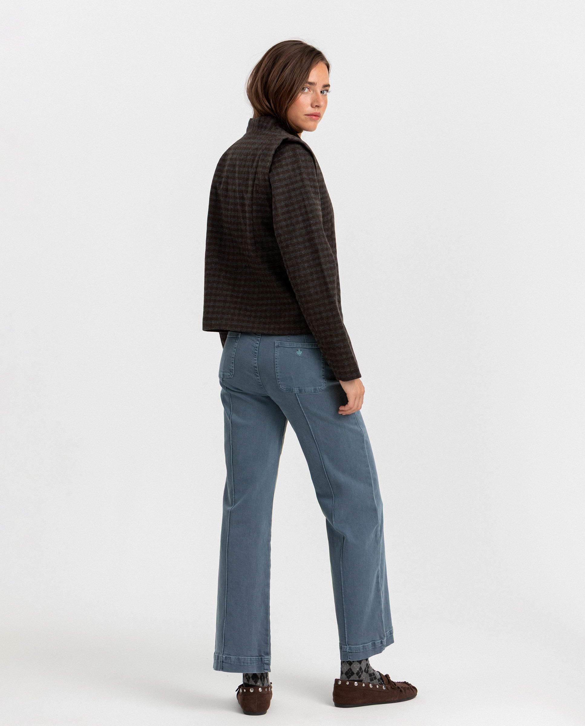 Vaquero culotte de mujer de talle alto - Noon - Azul Azul-4