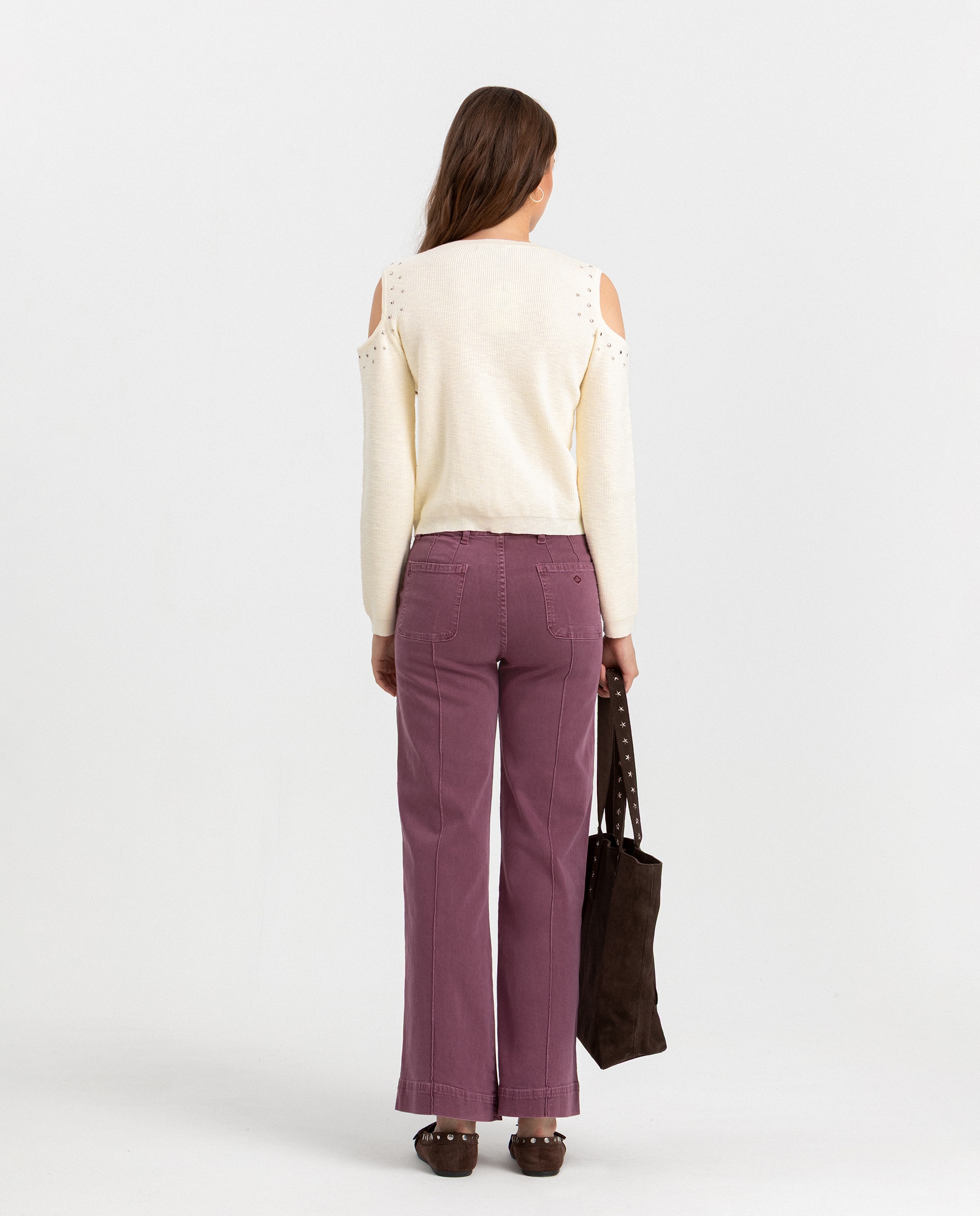 Vaquero culotte de mujer de talle alto - Noon - Rosa Rosa-2