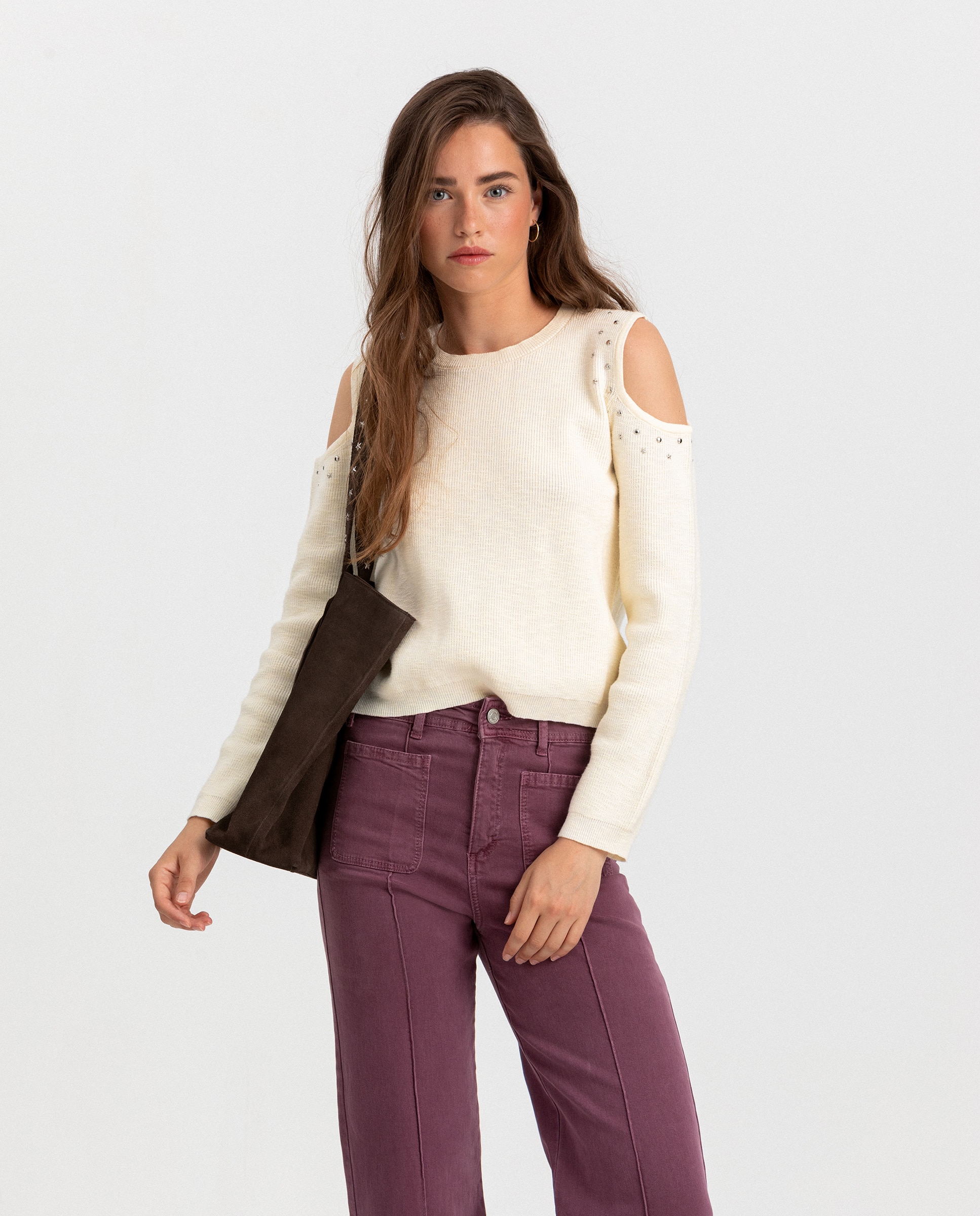Vaquero culotte de mujer de talle alto - Noon - Rosa Rosa-4