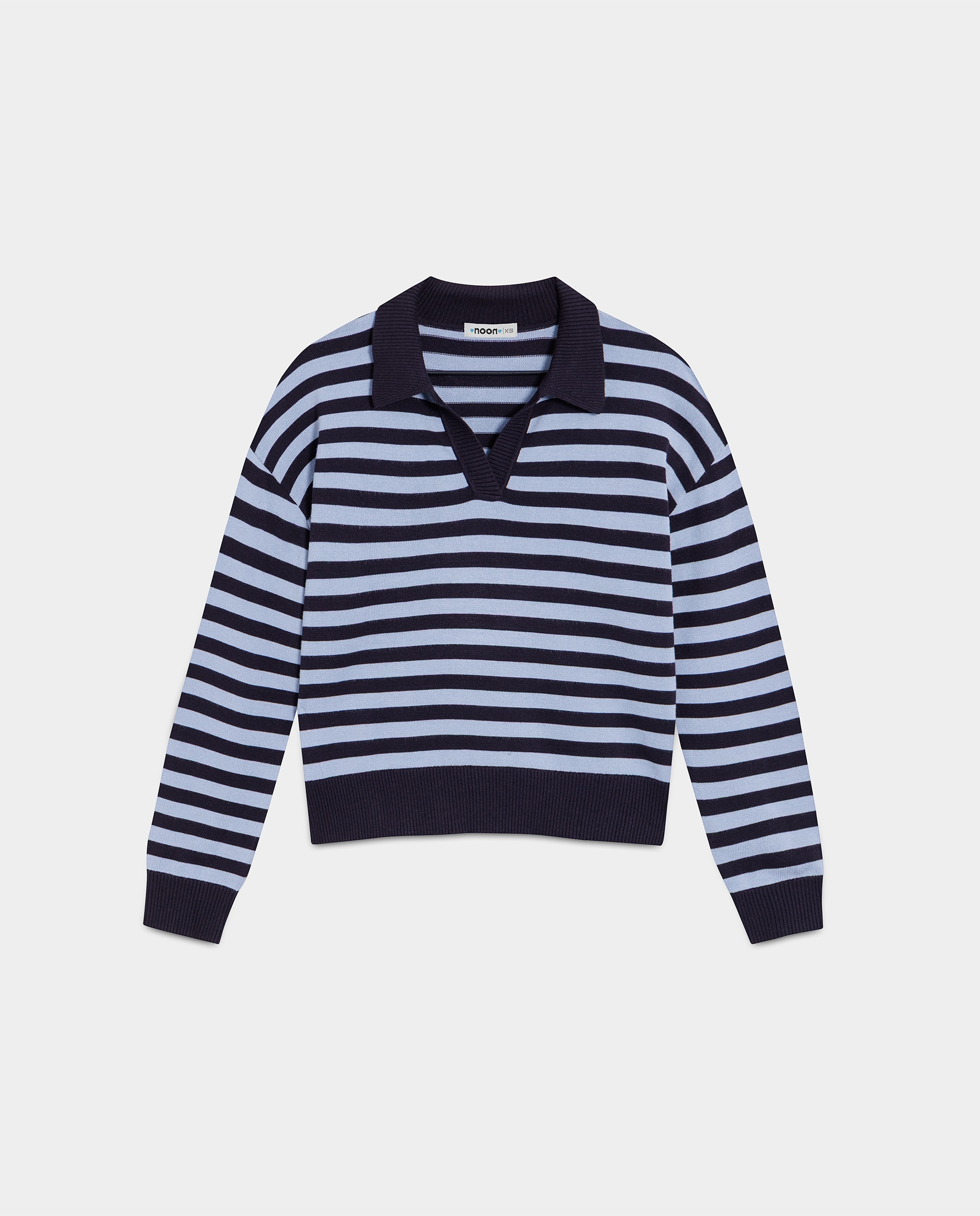 Jersey rayas de mujer con cuello polo - Noon - Azul Azul-5