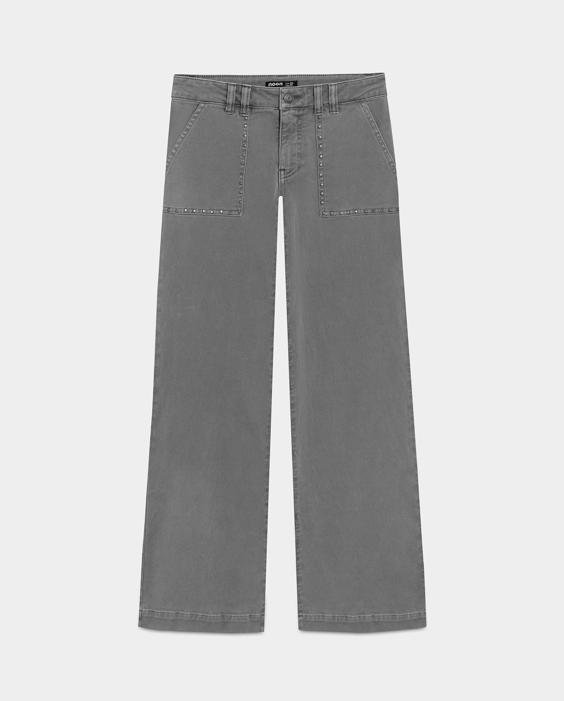 Vaquero de mujer bolsillos con tachas - Noon - Gris Gris-5