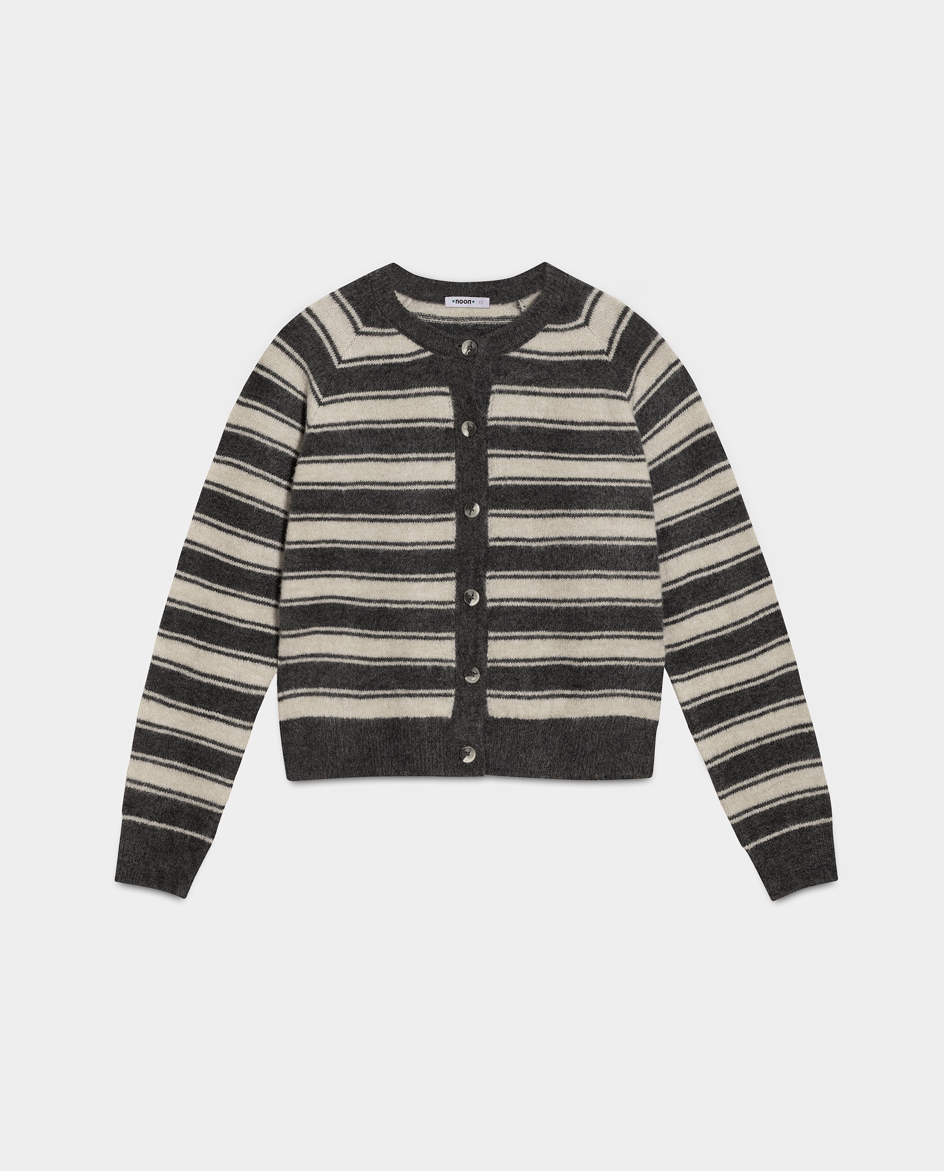 Cardigan de mujer oversize a rayas - Noon - Antracita / Gris Antracita / Gris-5