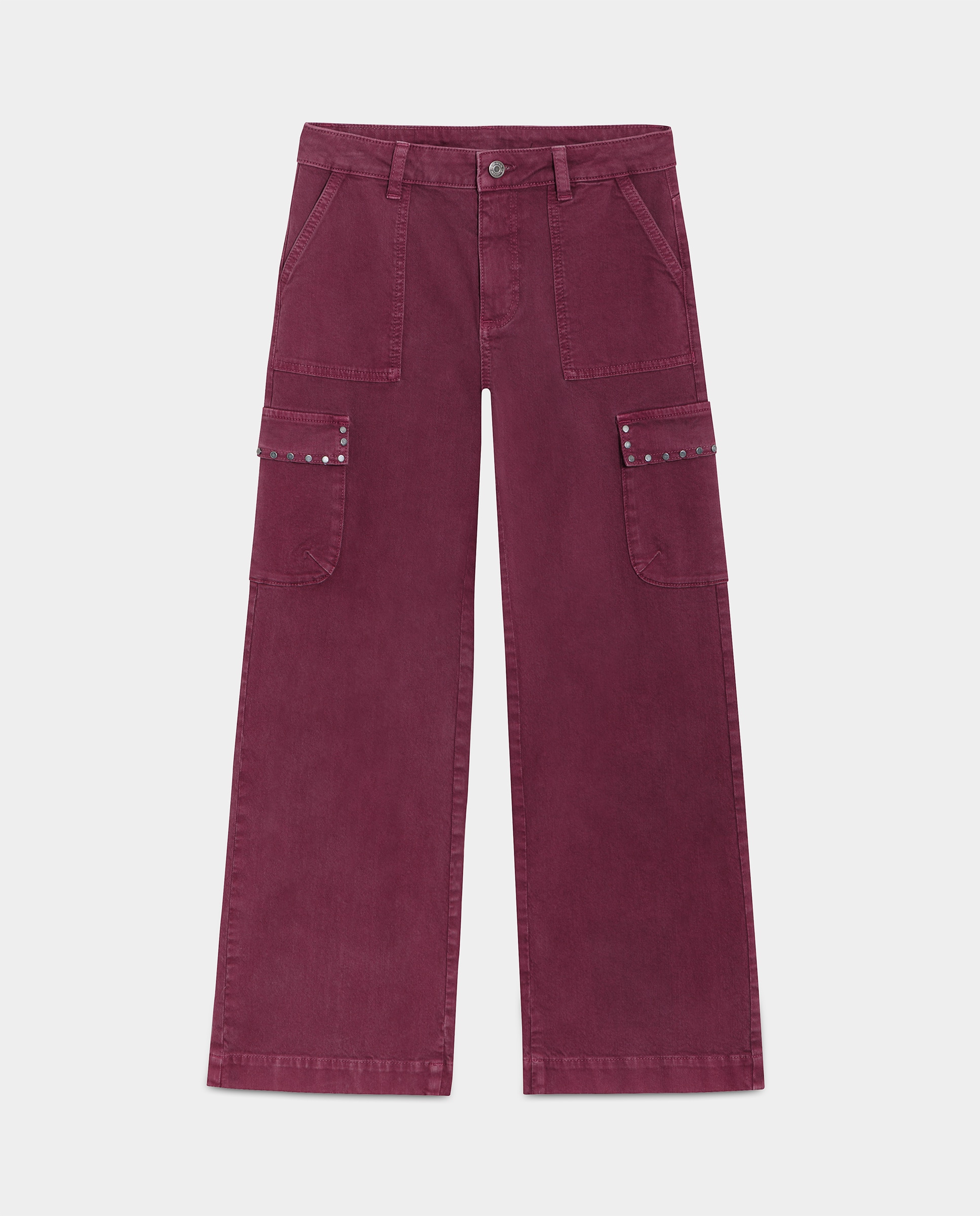 Vaquero culotte de mujer con tachas - Noon - Burdeos Burdeos-5
