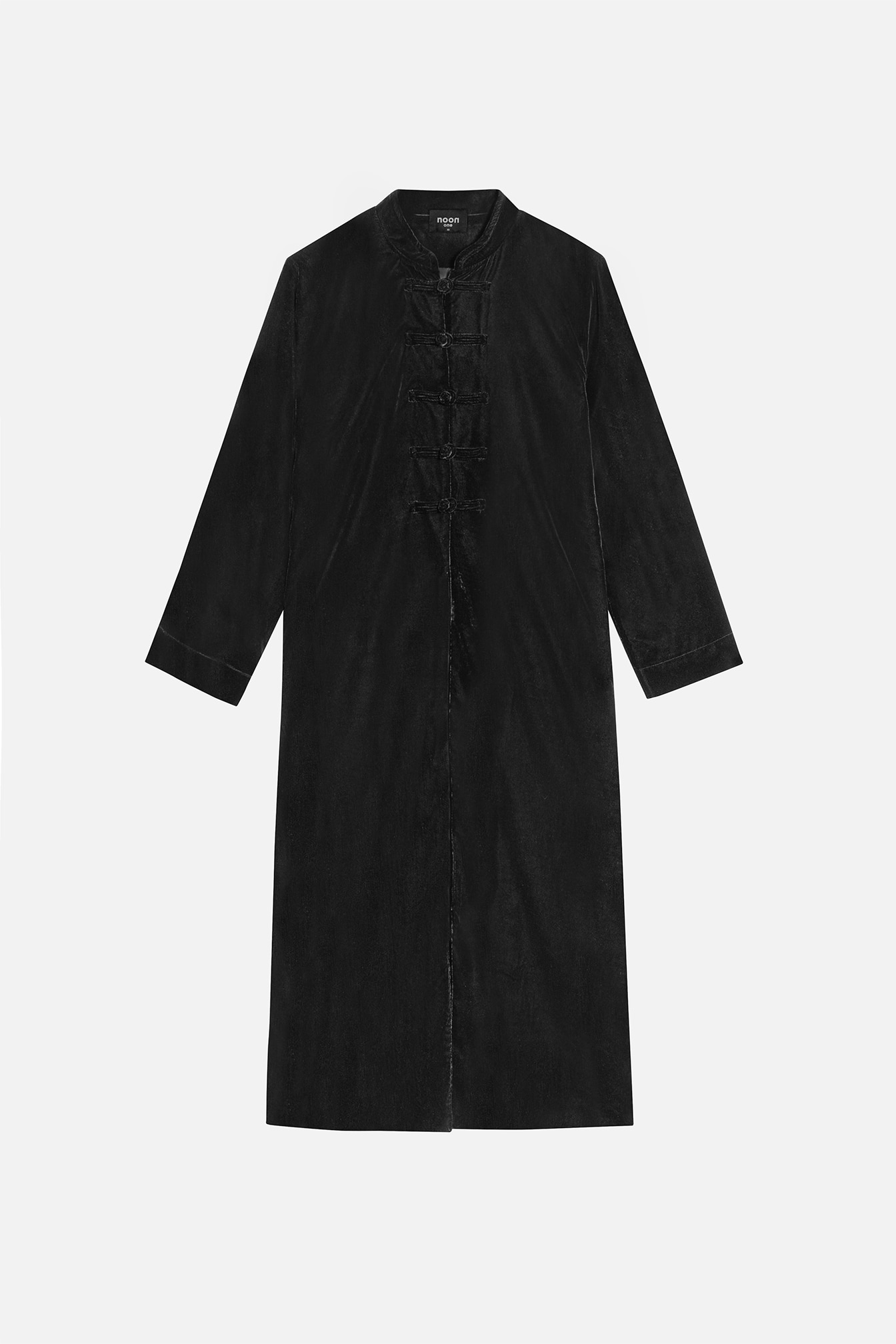 Kimono largo de mujer de terciopelo - Noon - Negro Negro-6