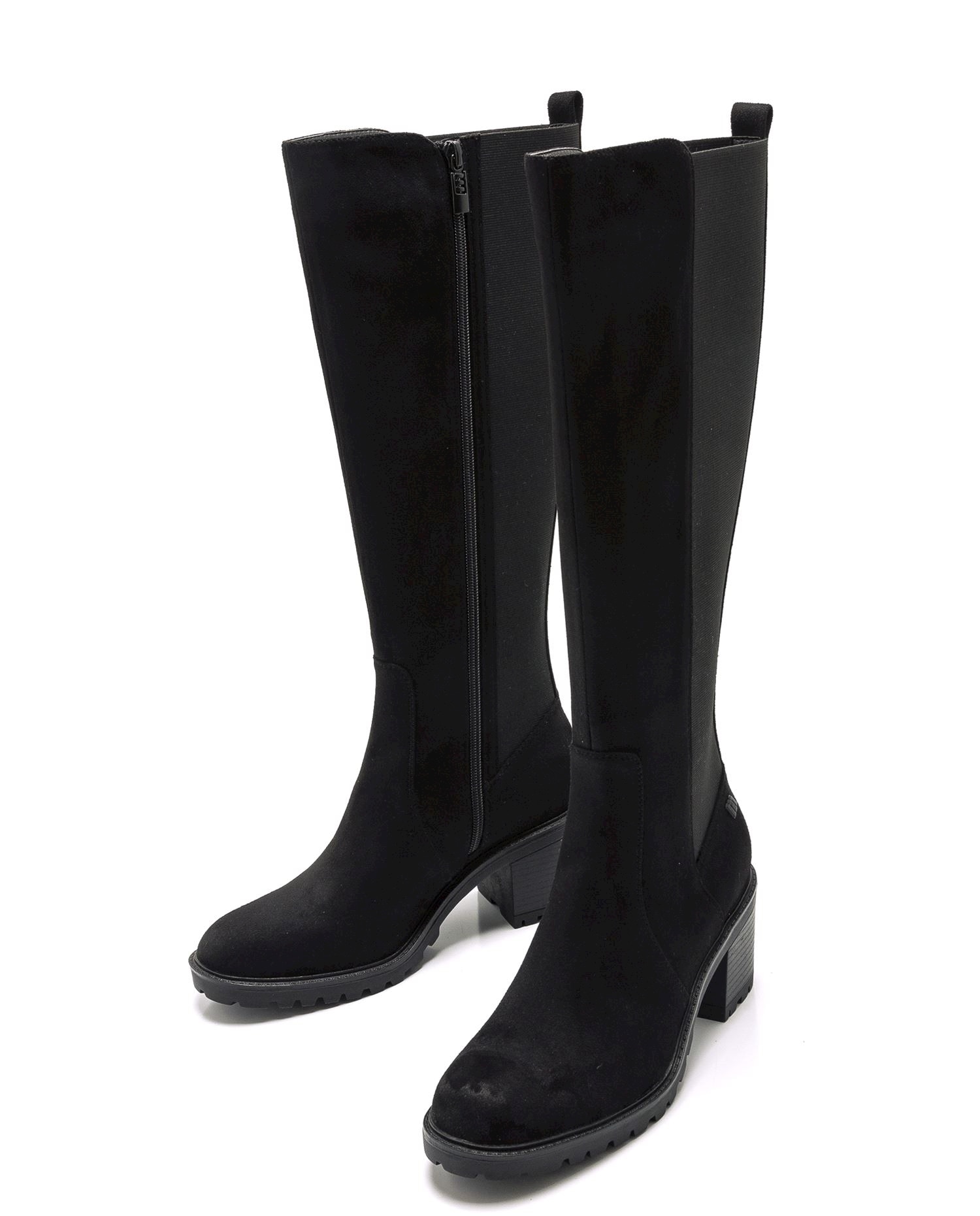 Botas básicas con tacón de mujer con detalle de elástico en el lateral - Mustang - Negro mate Negro mate-3