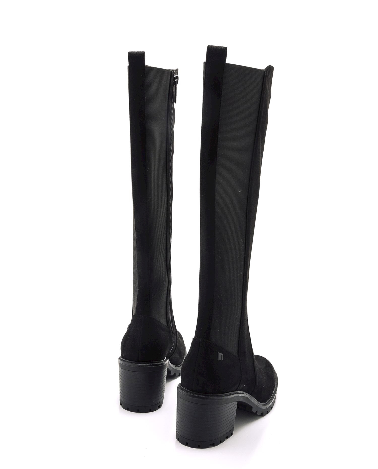 Botas básicas con tacón de mujer con detalle de elástico en el lateral - Mustang - Negro mate Negro mate-4