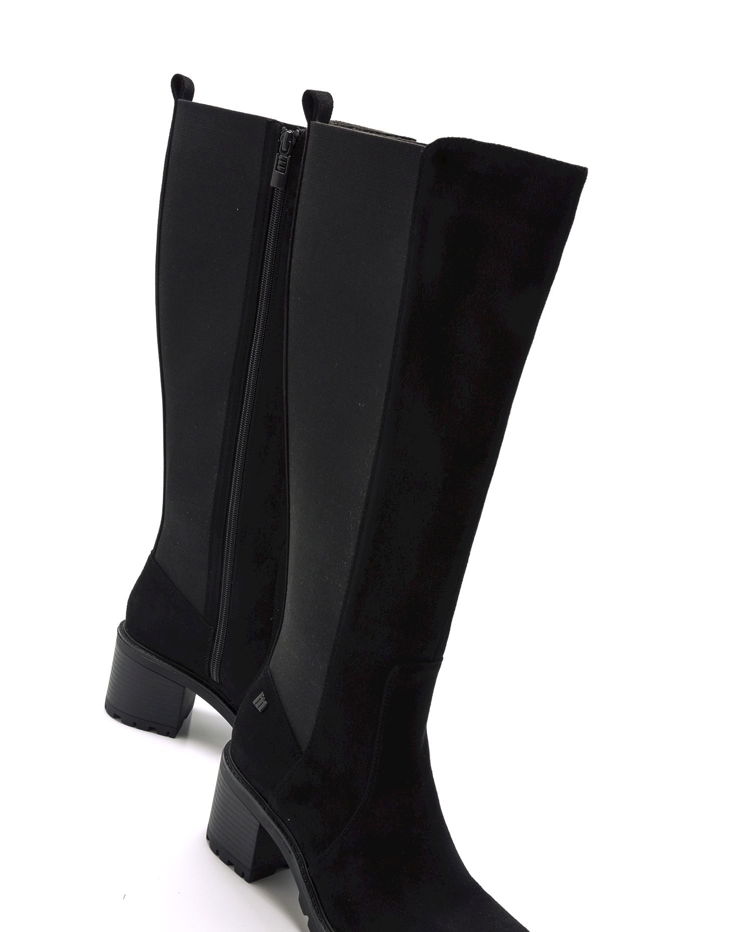 Botas básicas con tacón de mujer con detalle de elástico en el lateral - Mustang - Negro mate Negro mate-5