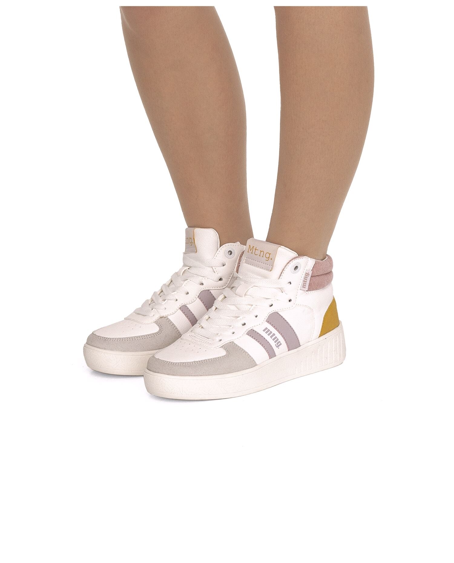 Zapatillas deportivas de mujer abotinadas - Mustang - Blanco / Naranja Blanco / Naranja-2