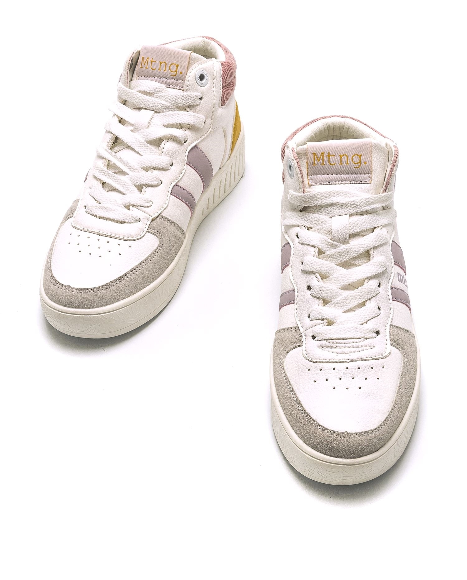 Zapatillas deportivas de mujer abotinadas - Mustang - Blanco / Naranja Blanco / Naranja-5