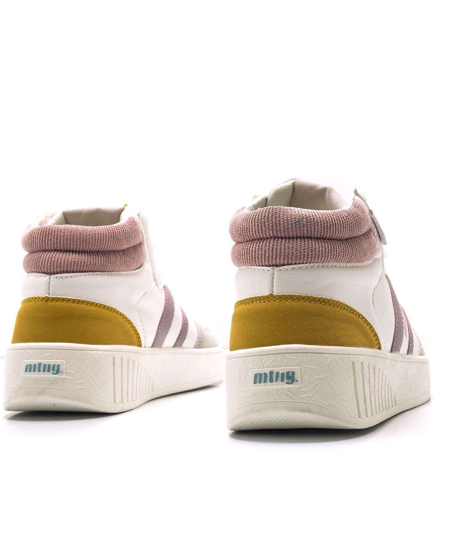 Zapatillas deportivas de mujer abotinadas - Mustang - Blanco / Naranja Blanco / Naranja-3