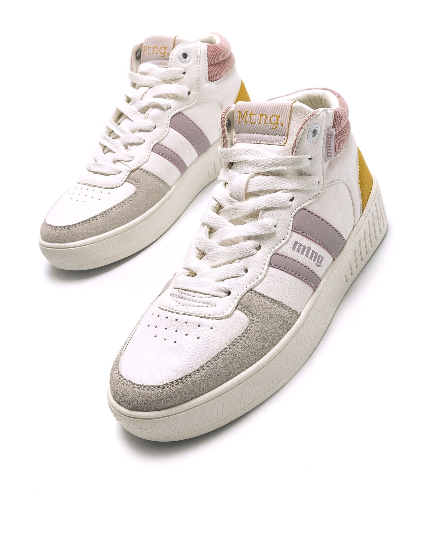 Zapatillas deportivas de mujer abotinadas - Mustang - Blanco / Naranja Blanco / Naranja-6