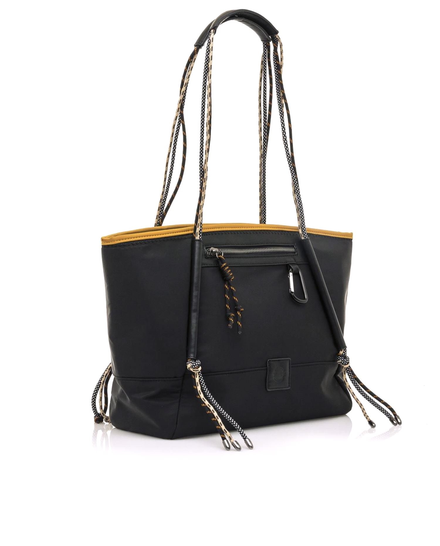 Saco de ombro em preto com pegas de corda Preto-3