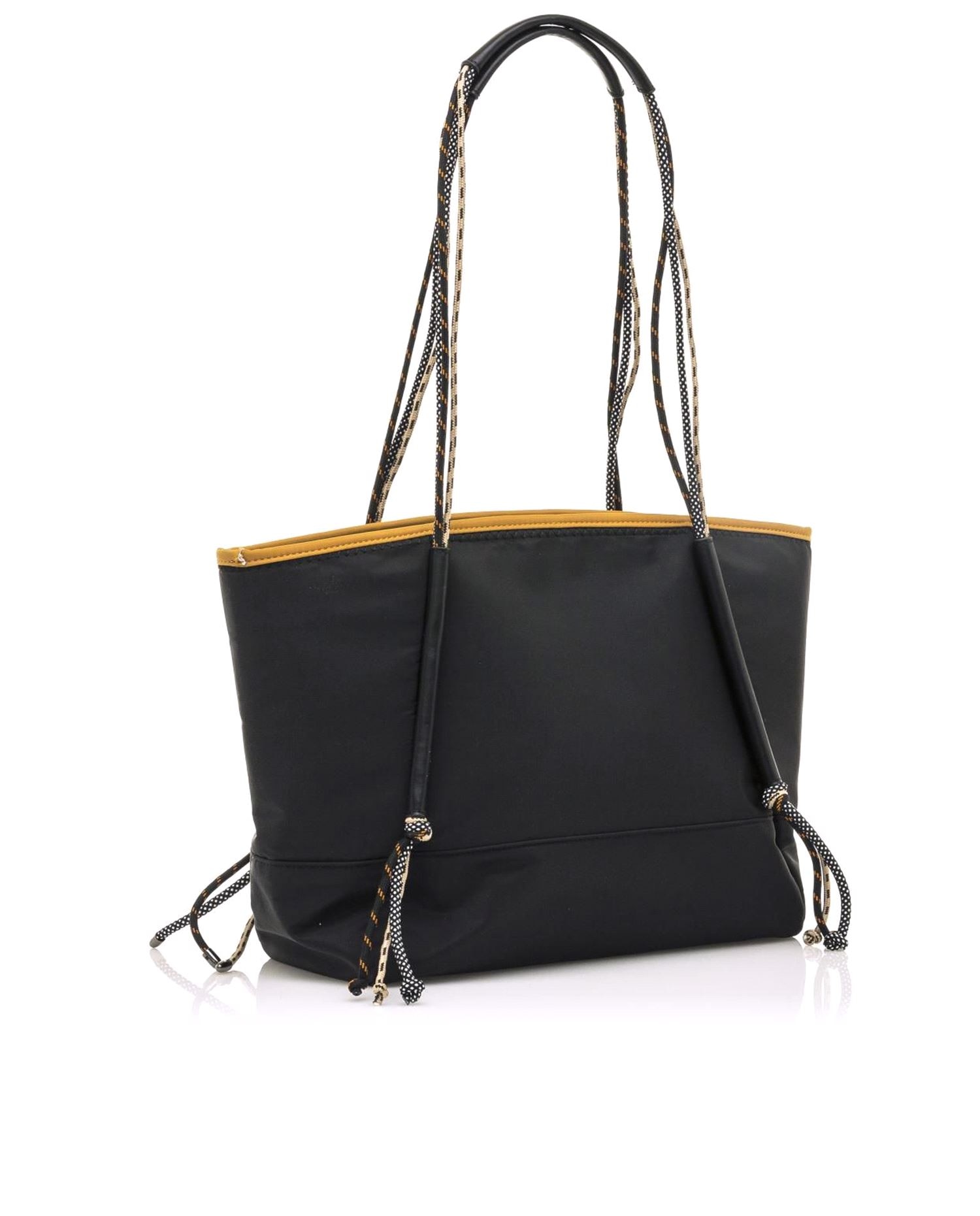 Saco de ombro em preto com pegas de corda Preto-5