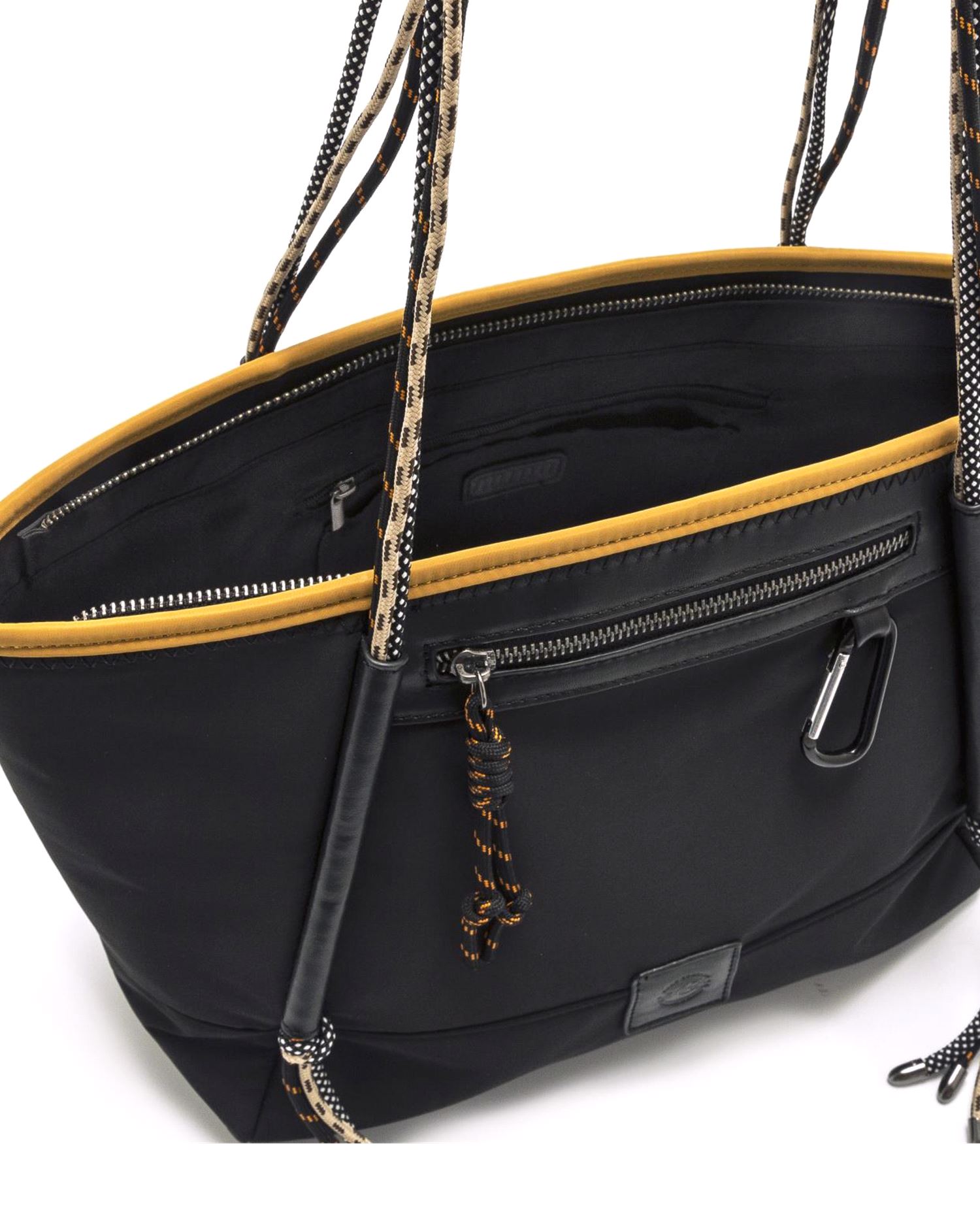 Saco de ombro em preto com pegas de corda Preto-4