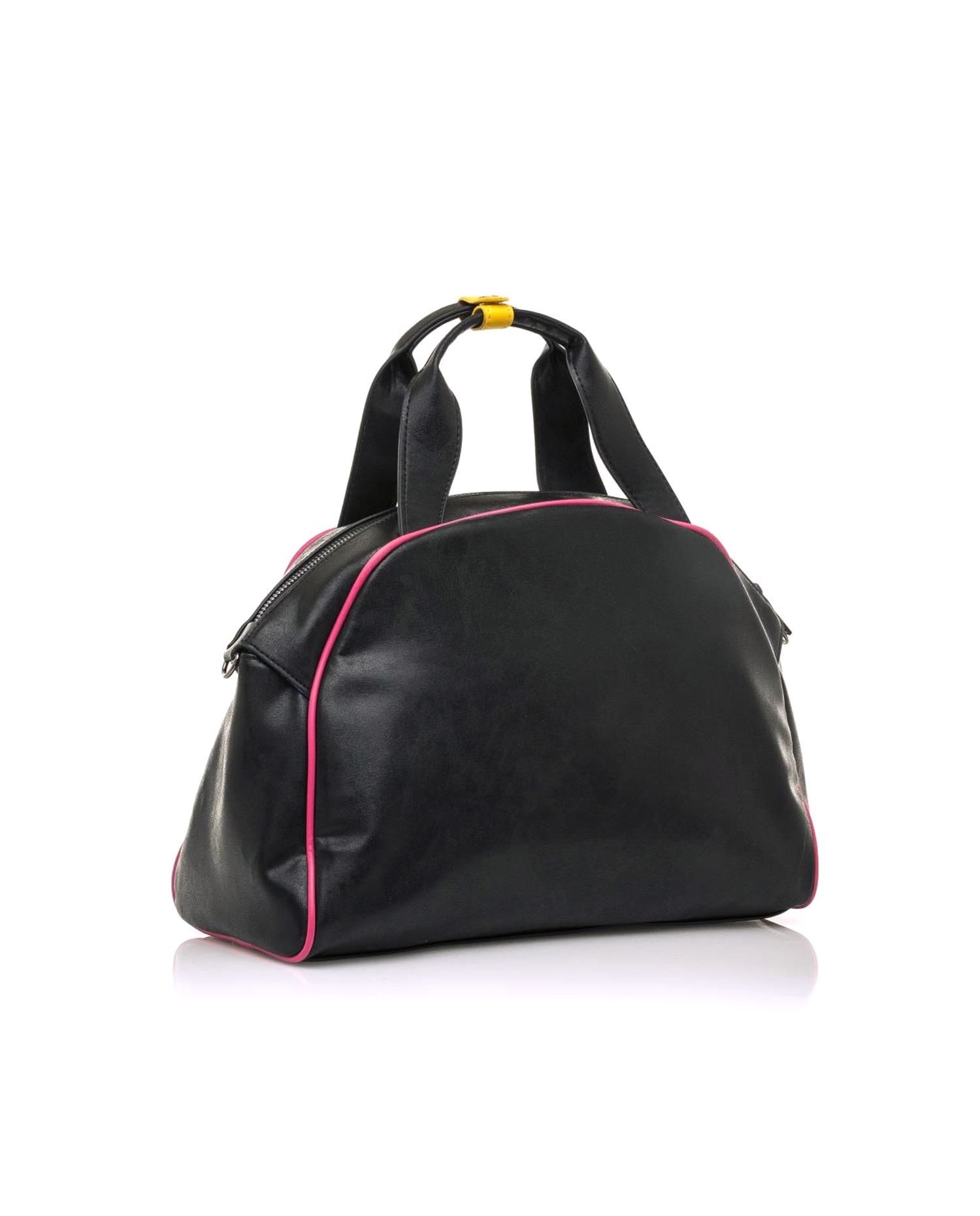 Saco de ombro preto com detalhes de alças roxas e verdes Preto-3
