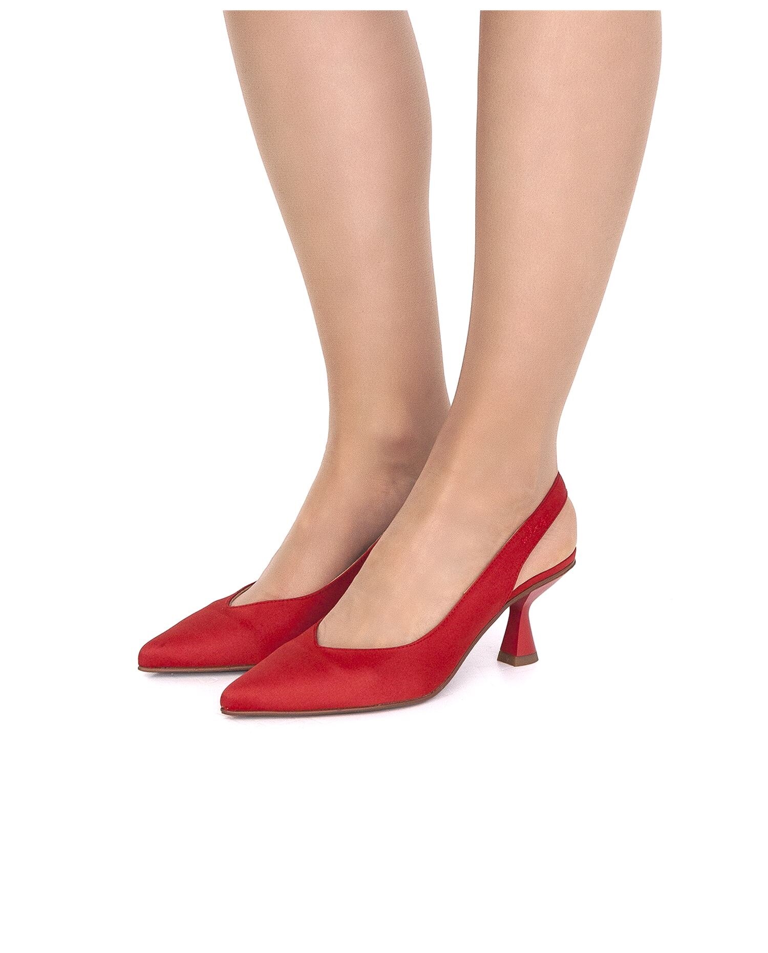 Zapatos de sal n de mujer en tejido de color rojo destalonados