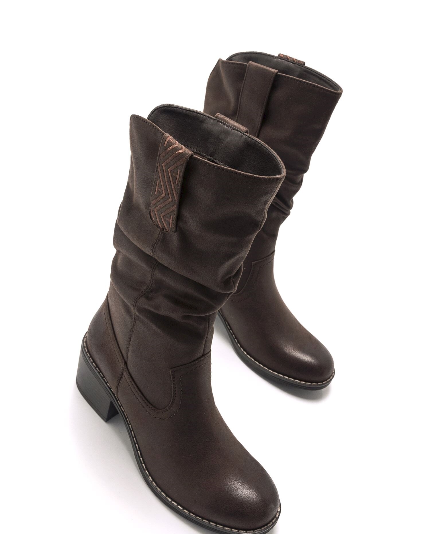 Botas altas de mujer con cana arrugada y tacon ancho Mustang El Corte Ingles