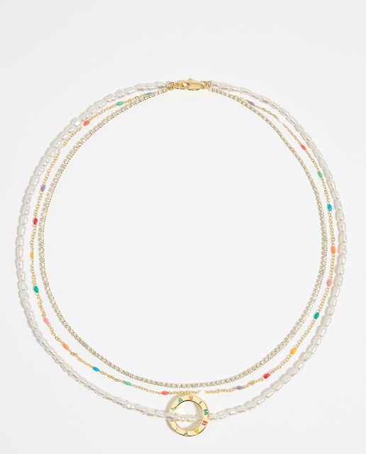 Imagen 0 de Collar triple con cristales multicolor