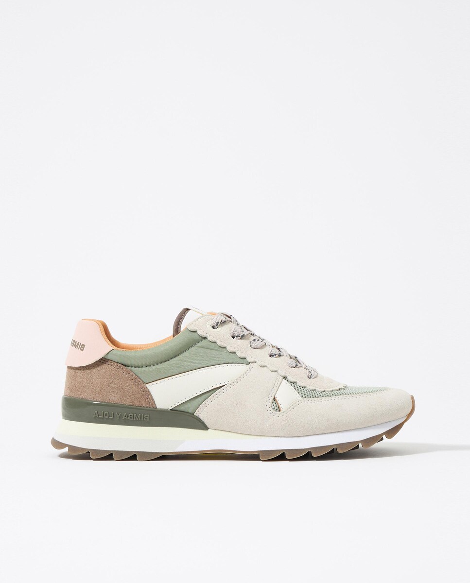 Zapatillas deportivas de mujer lisas con cordones 35 Kaki