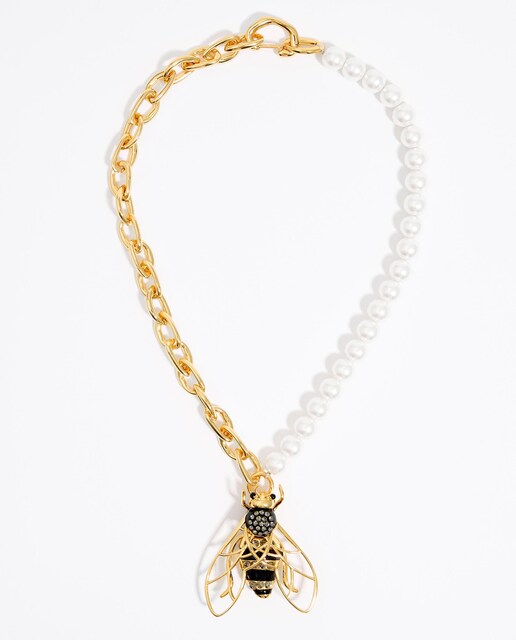 Imagen 0 de Collar de perlas y cadena con abeja