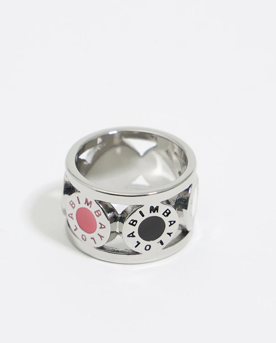 Anillo con logo plateado