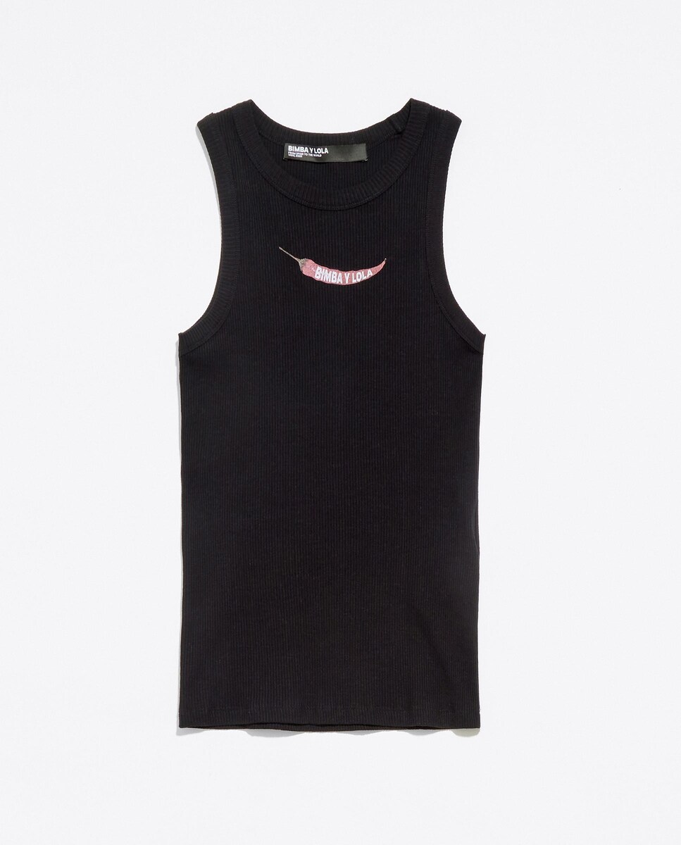 Top ajustado guindilla negro 36/XS Negro