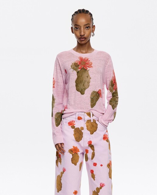 Imagen 0 de Jersey de mujer de lino estampado
