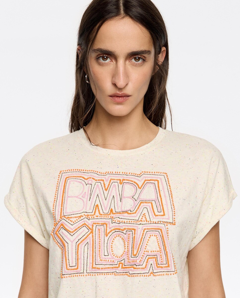 Camisetas De Bimba Y Lola Camiseta De Mujer Logo Bordado Cuentas