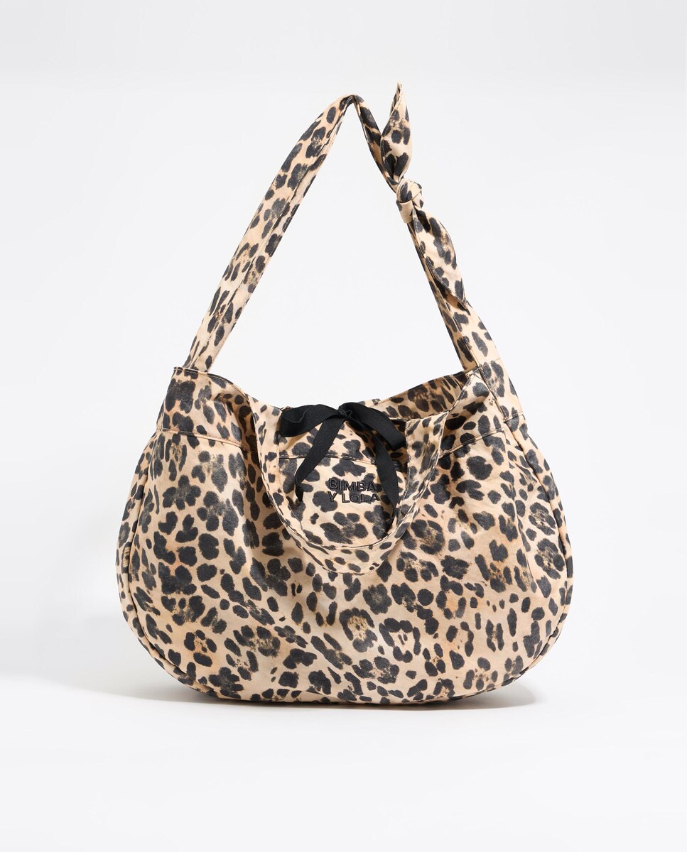 Bolso de hombro de mujer shopper grande nylon Leopard · Bimba y