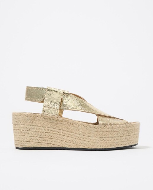 Imagen 0 de Sandalias de cuña de mujer de piel con yute