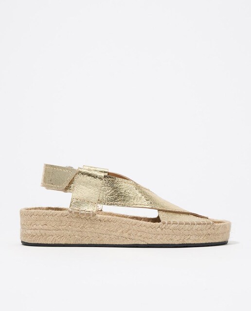 Imagen 0 de Sandalias de cuña de mujer de piel con yute