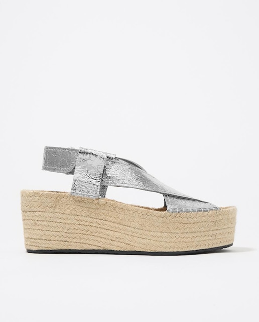 Imagen 0 de Sandalias de cuña de mujer de piel con yute