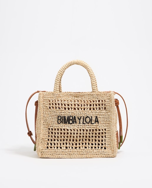 Imagen 0 de Bolso hombro de mujer shopper pequeño rafia