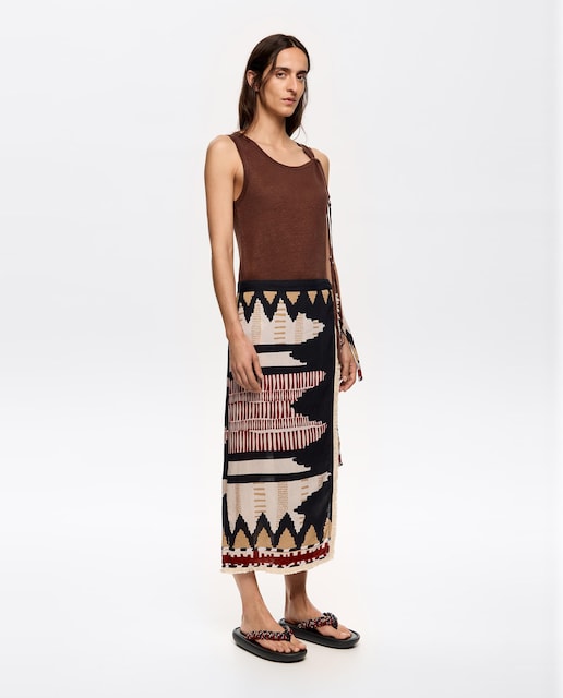 Imagen 0 de Falda lazos y bordados Ikat