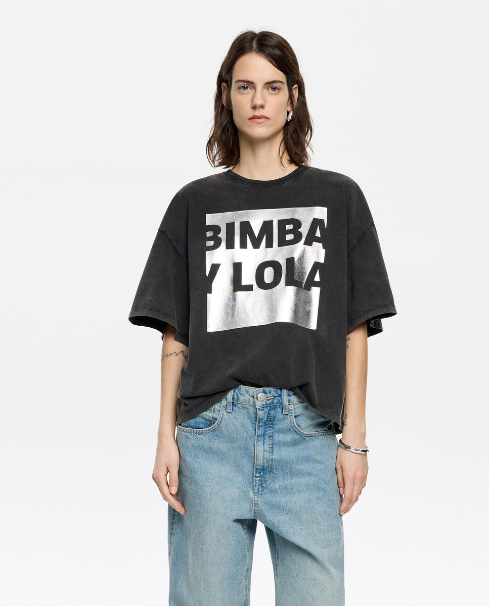 Camiseta de mujer de manga corta con logo 36/XS Negro