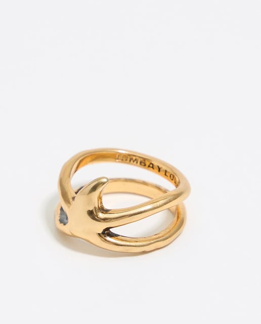 Imagen 0 de Anillo estrella textura dorado