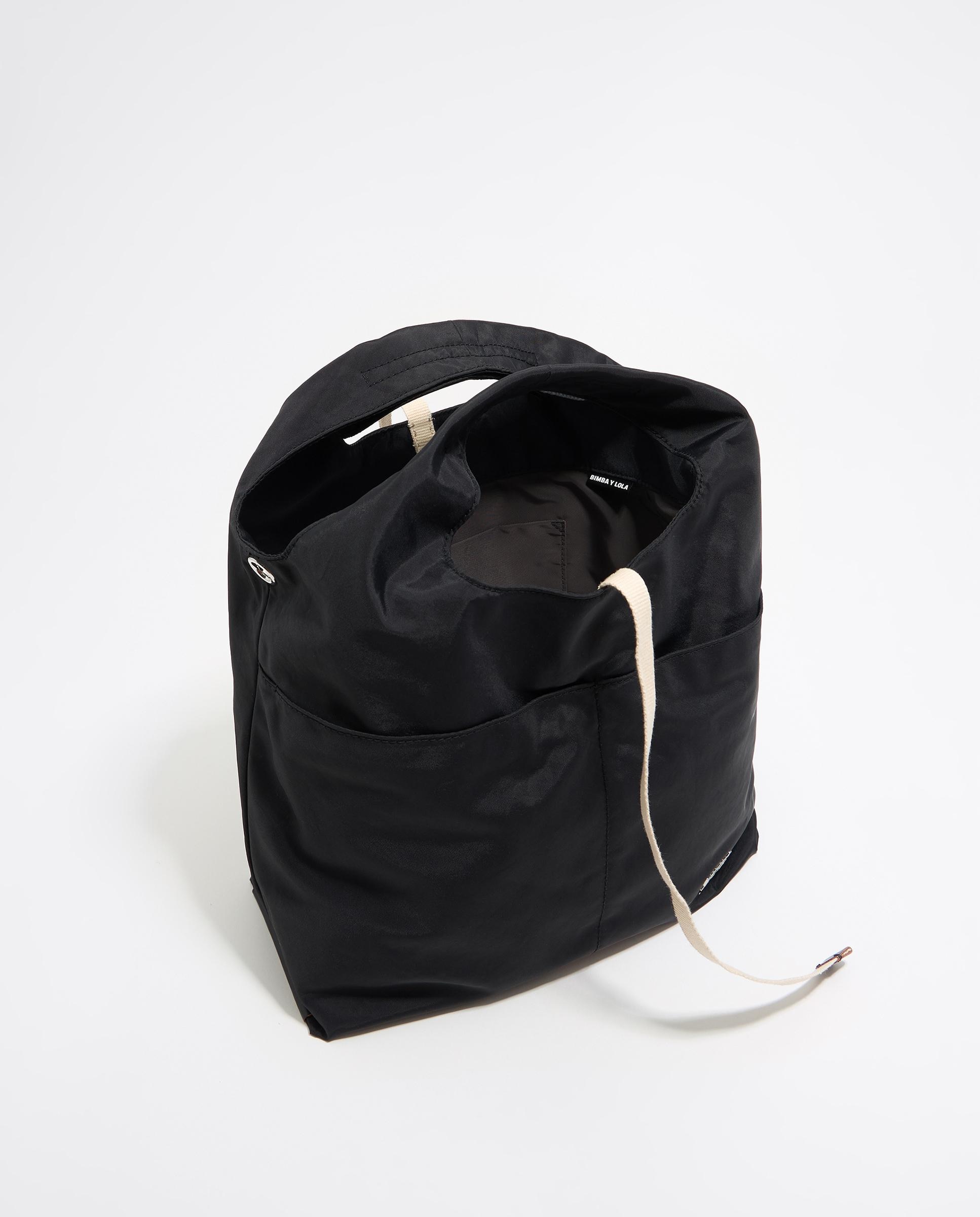 Bolso de mano de mujer nylon blando - Bimba y Lola - Negro Negro-4