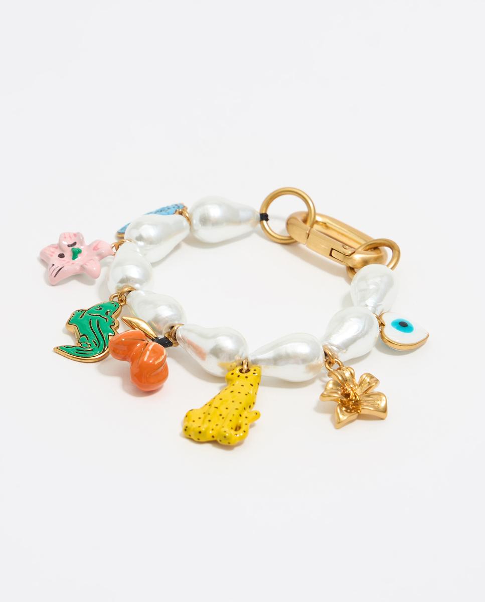 Pulsera de mujer perlas charms jungla