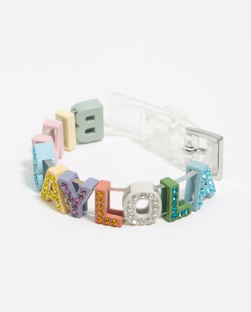 Pulsera correa logo cristales Rosa-1