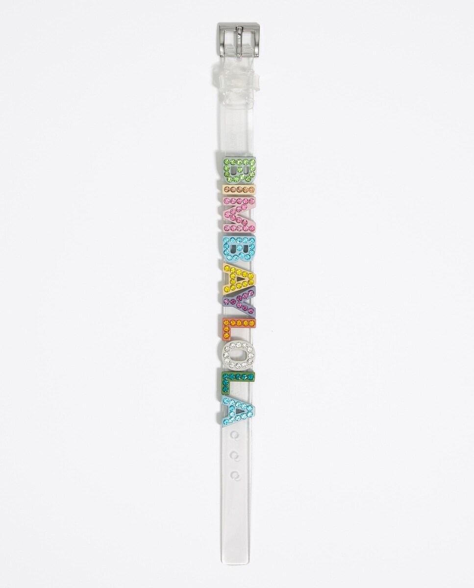 Pulsera correa logo cristales Rosa-2