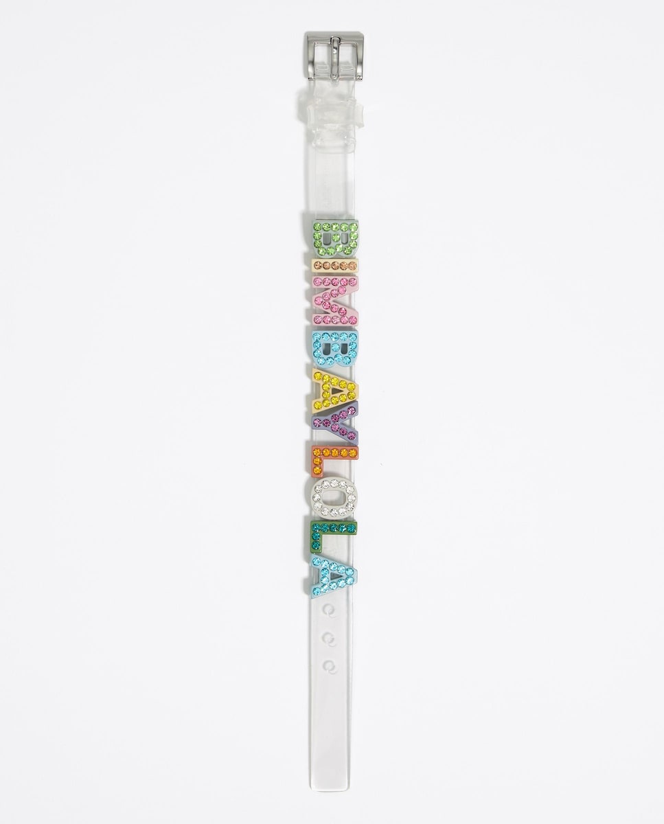 Pulsera correa logo cristales Rosa-2