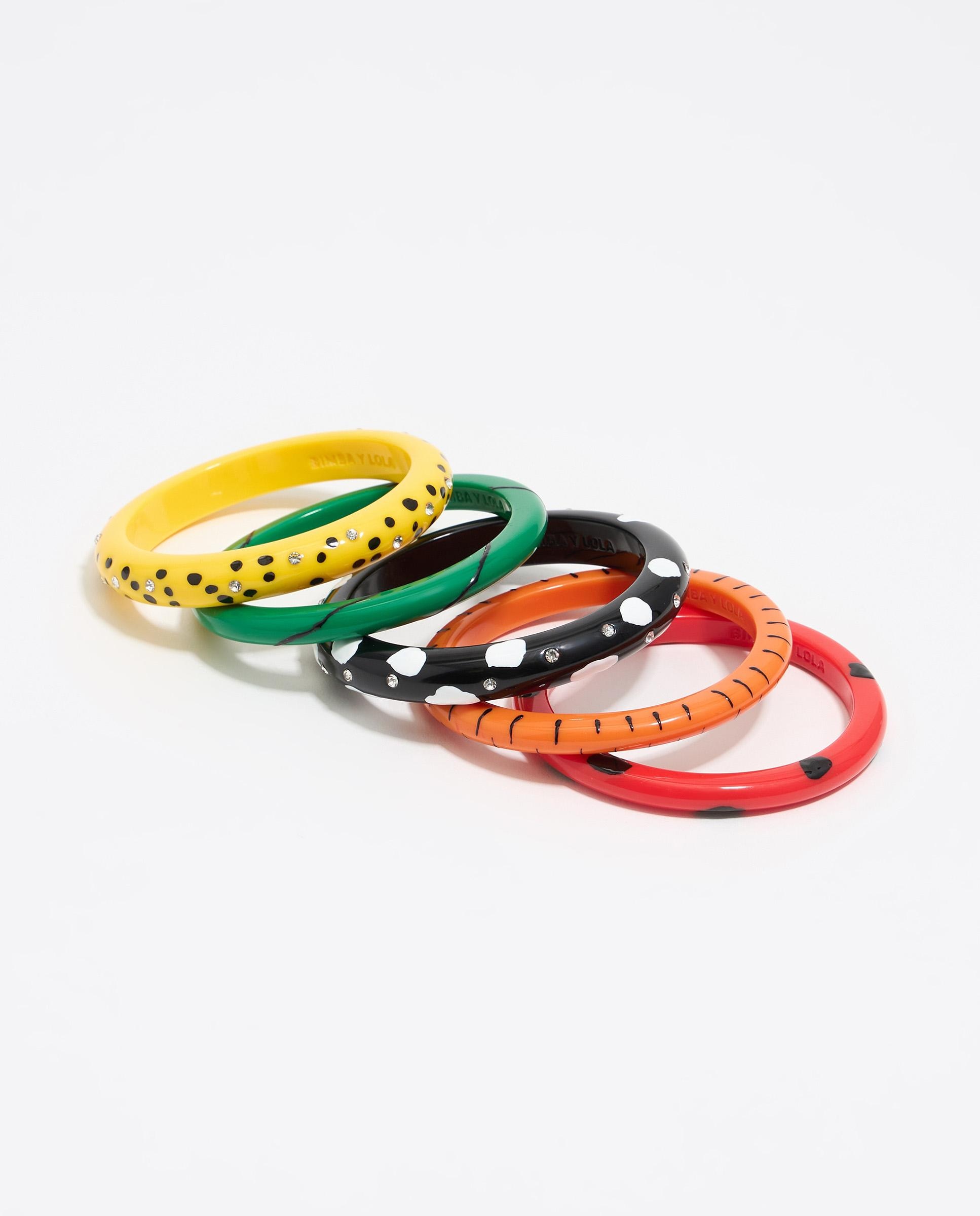Set cinco pulseras mancha animal