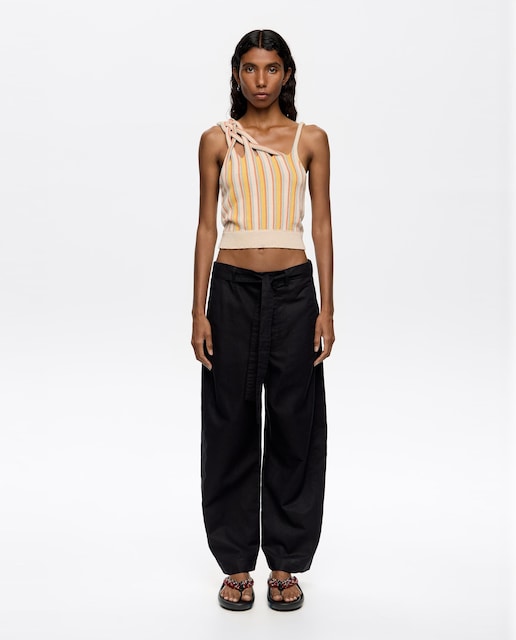 Imagen 0 de Pantalones rectos de mujer barrel lino