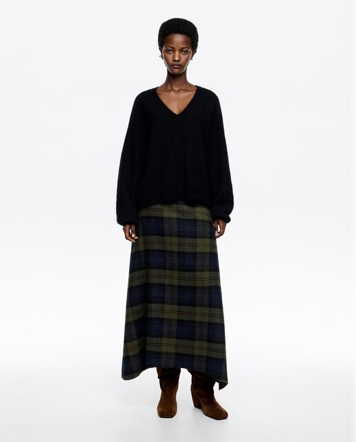 Imagen 0 de Falda línea A lana cuadros