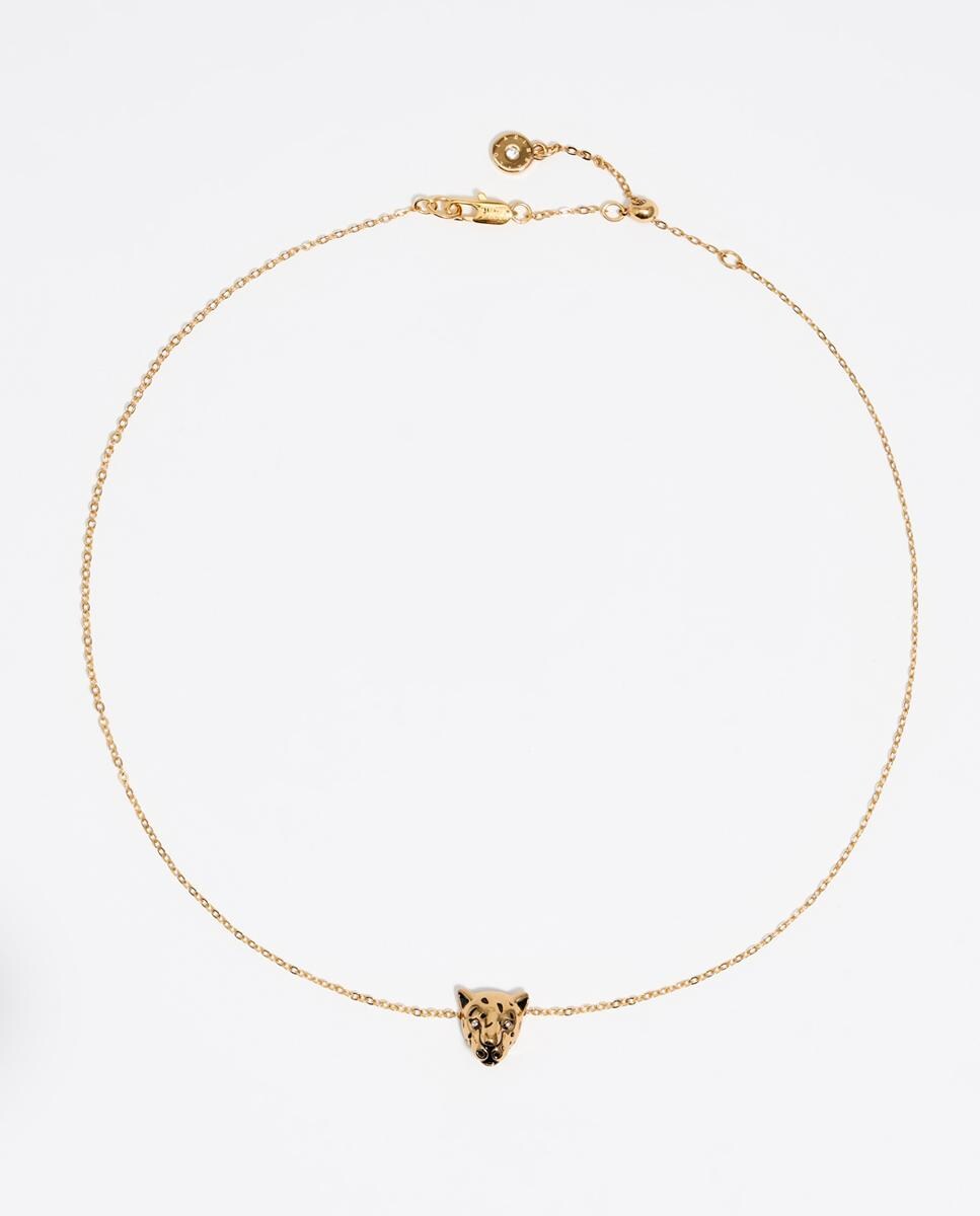 Collar cadena y cabeza pantera Oro-1