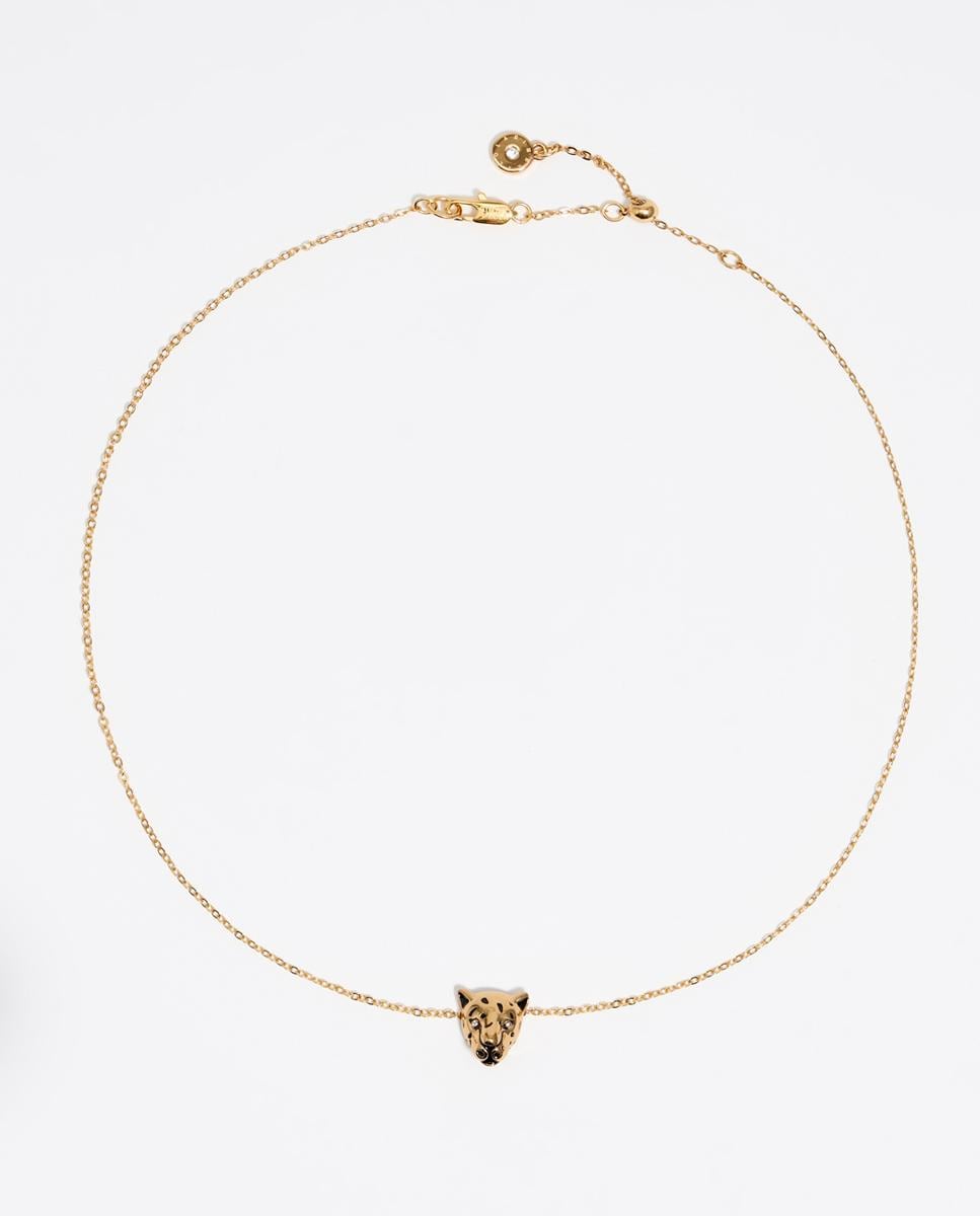 Collar cadena y cabeza pantera Oro-1