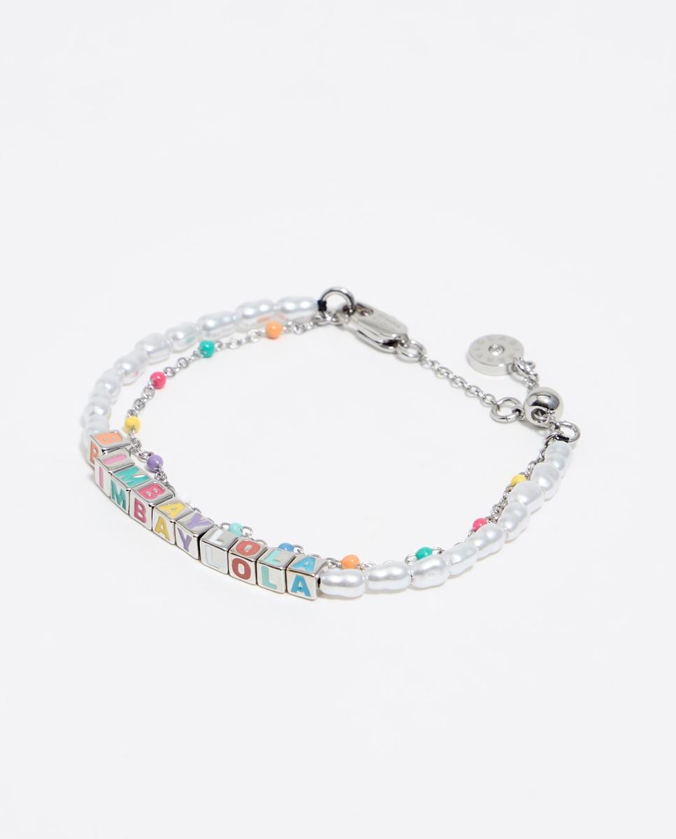 Pulsera doble logo dados plateada Plata-1