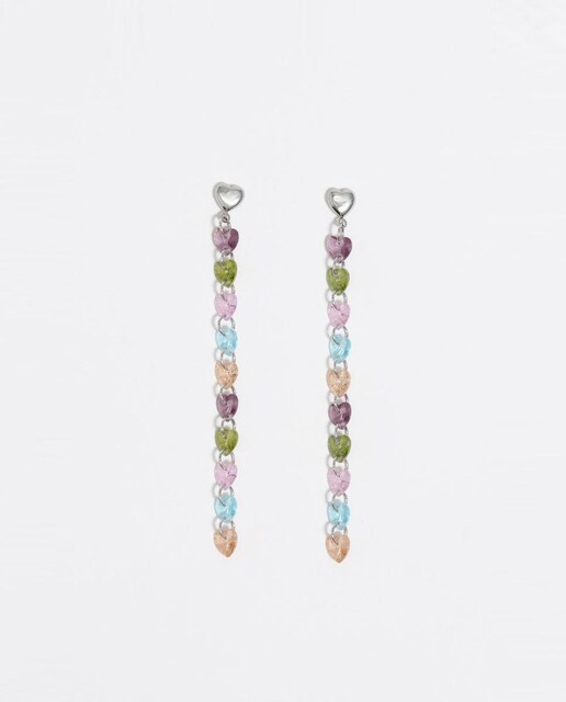 Imagen 0 de Pendientes largos con corazones de cristales