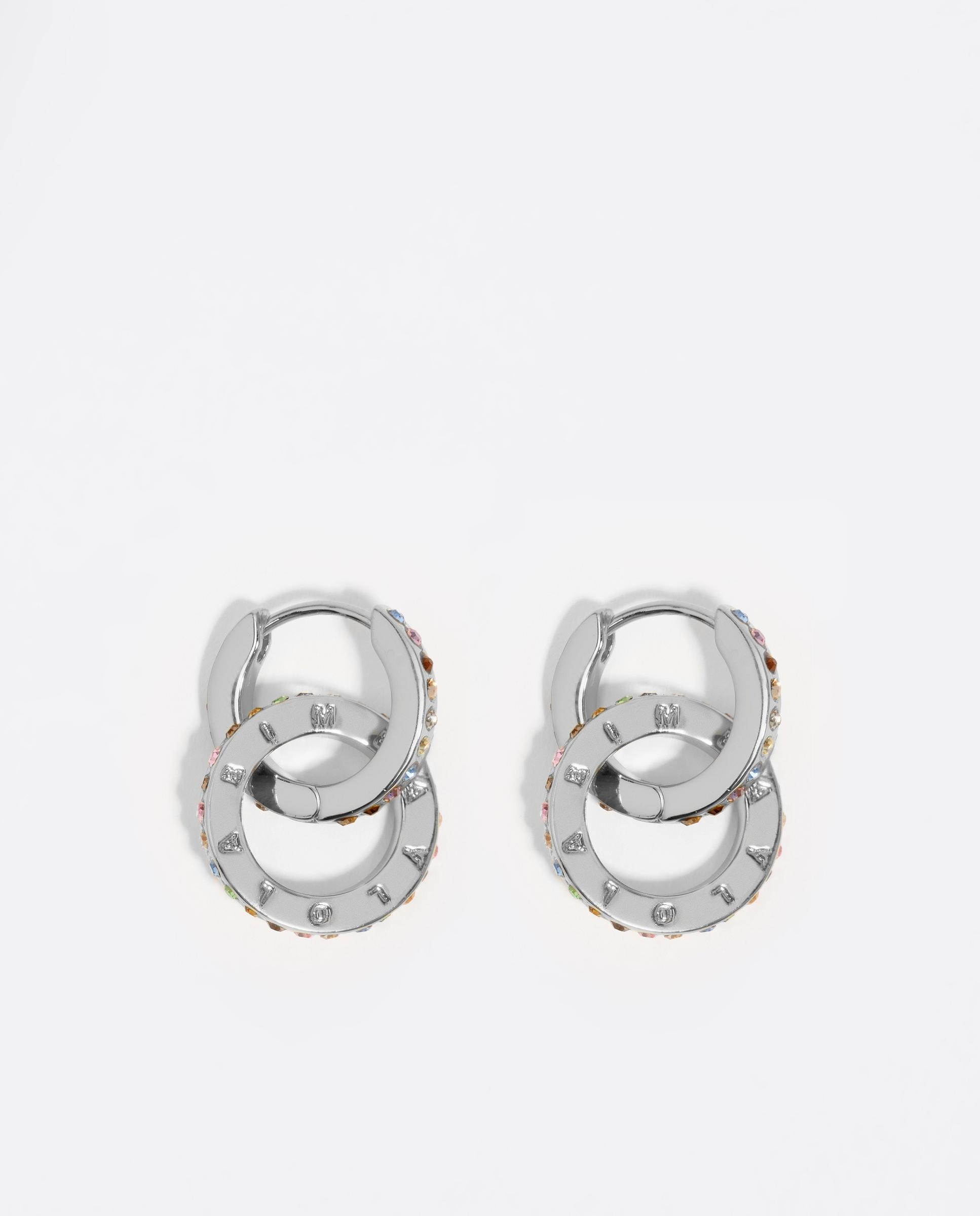 Pendientes doble aro logo plateado